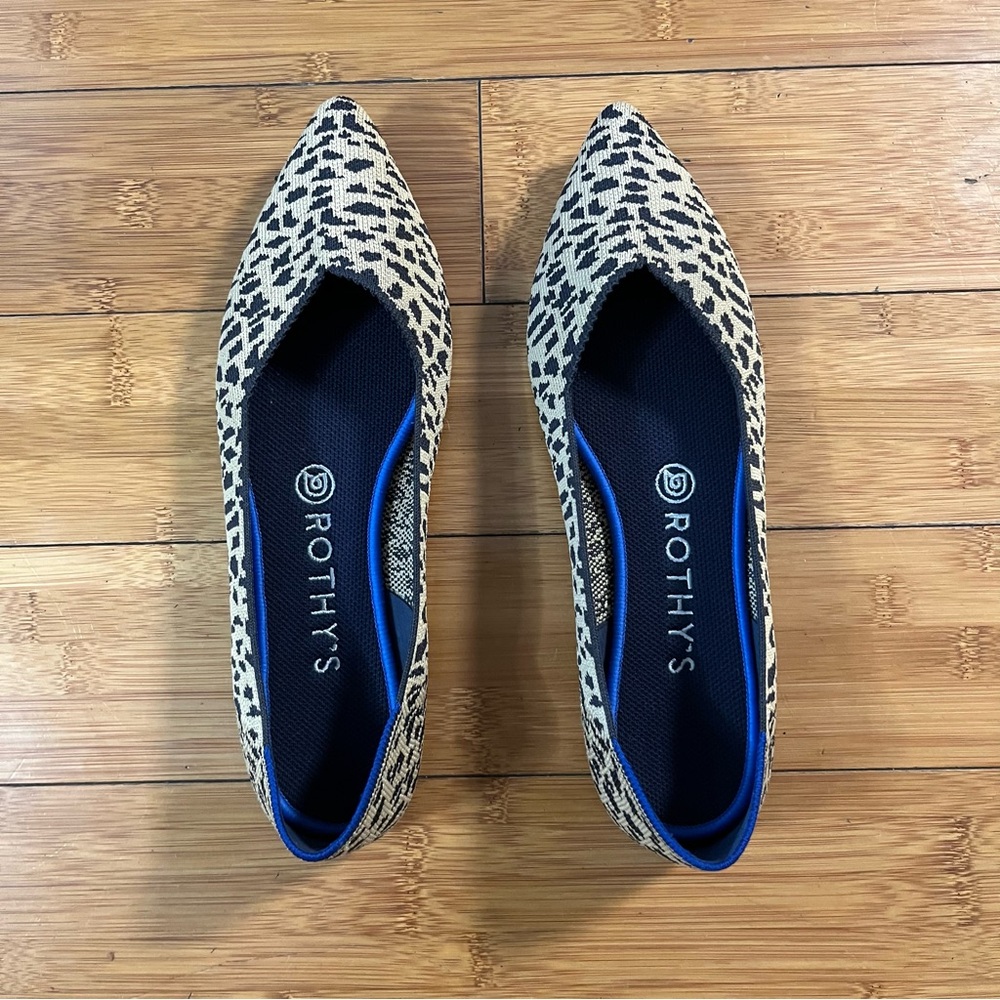 Rothy's The Point I Ballet Flat Leopard Print Desert Cat RETIRED Like New - Picture 4 of 9